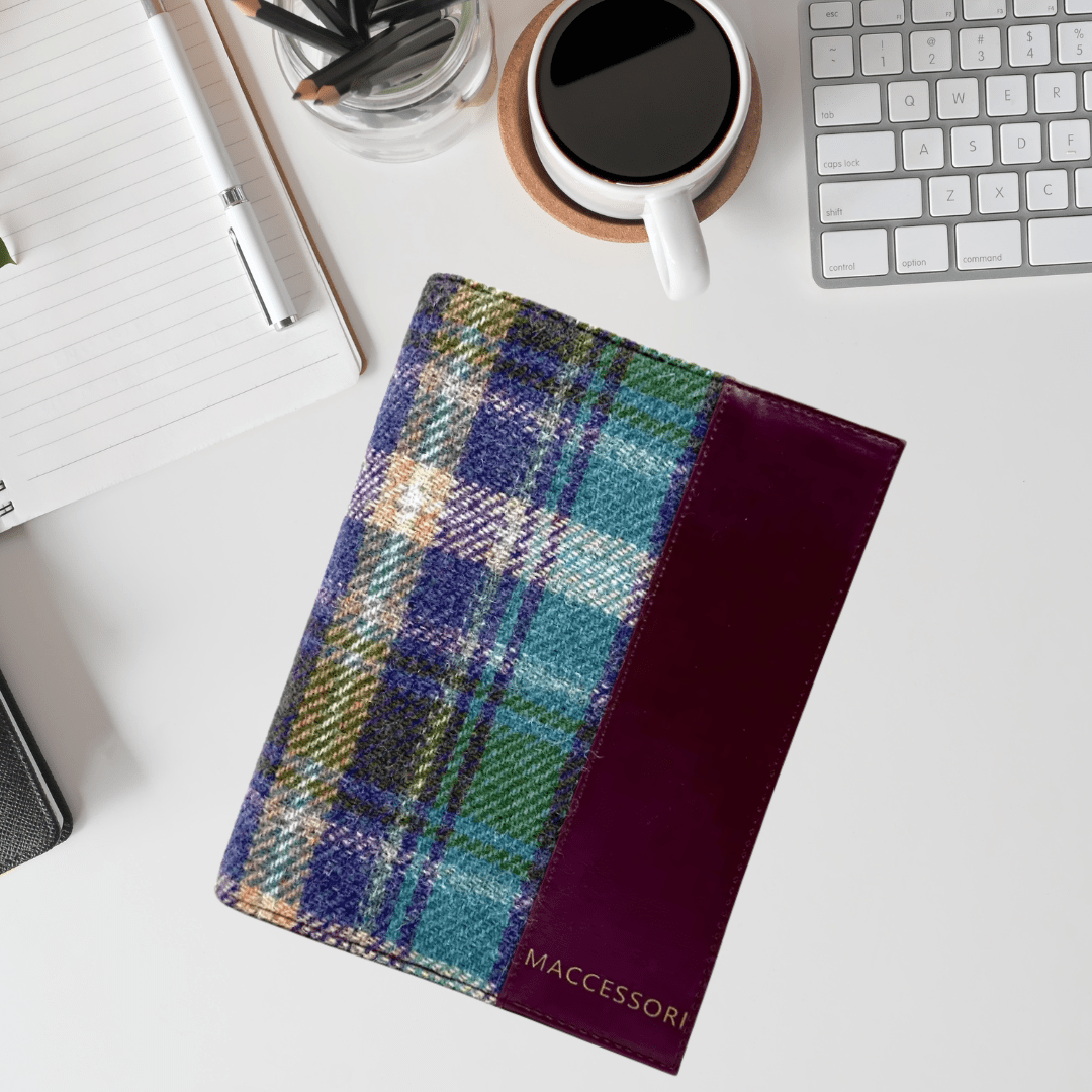 Harris Tweed Notebook - Green and Purple Plaid - The Celtic Gift Store - Apparel & Accessories