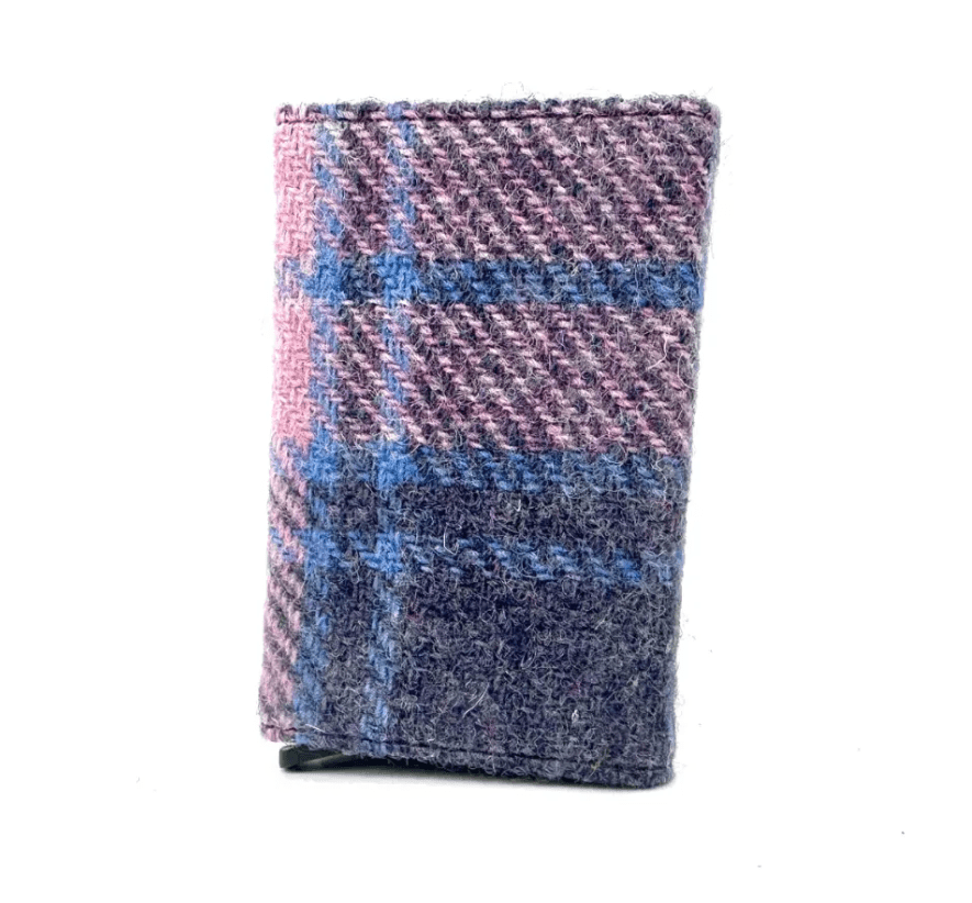 Harris Tweed Pop Up Card Holder - Pink and Blue Tartan - The Celtic Gift Store - Apparel & Accessories