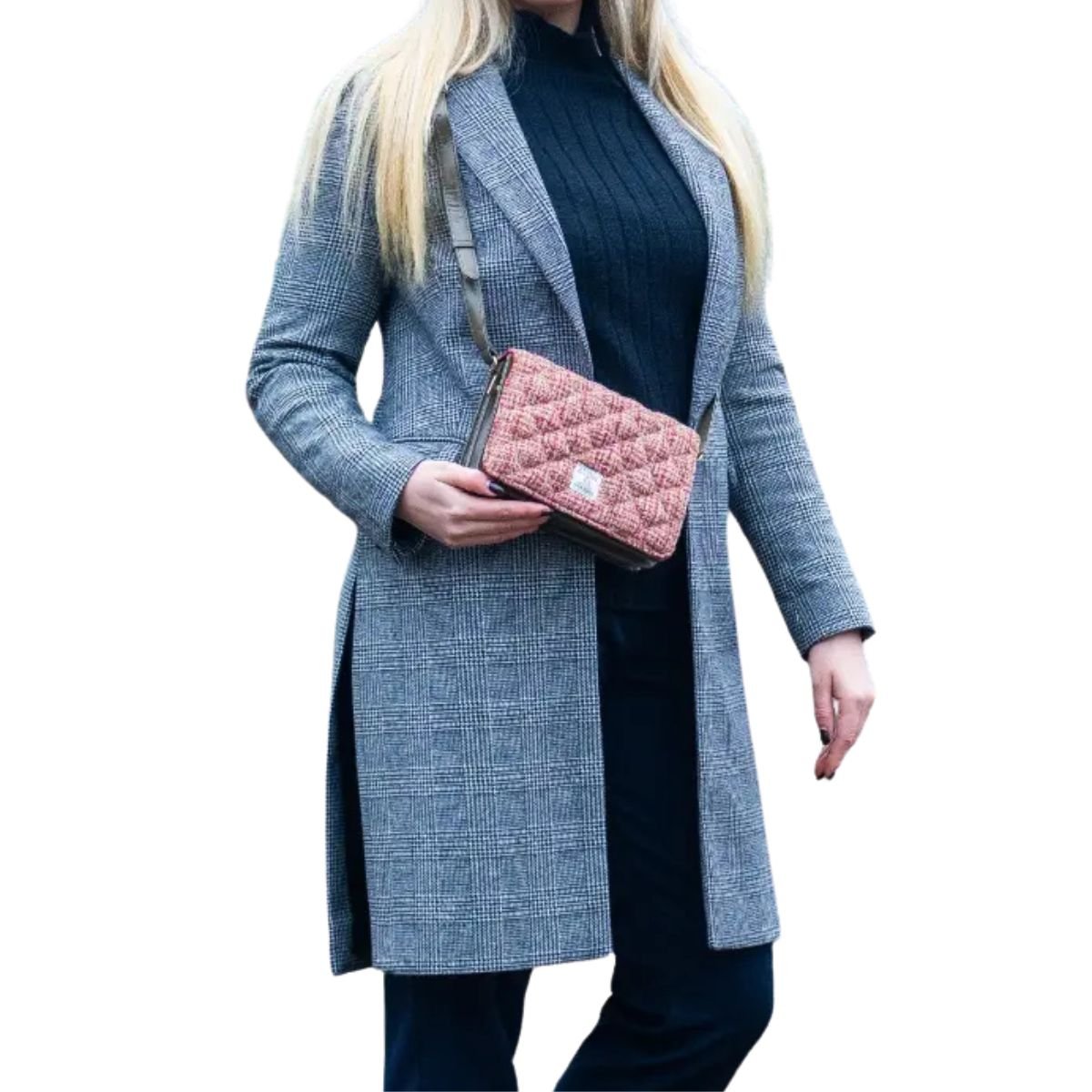 Harris Tweed Quilted Shoulder Bag - Maple Check