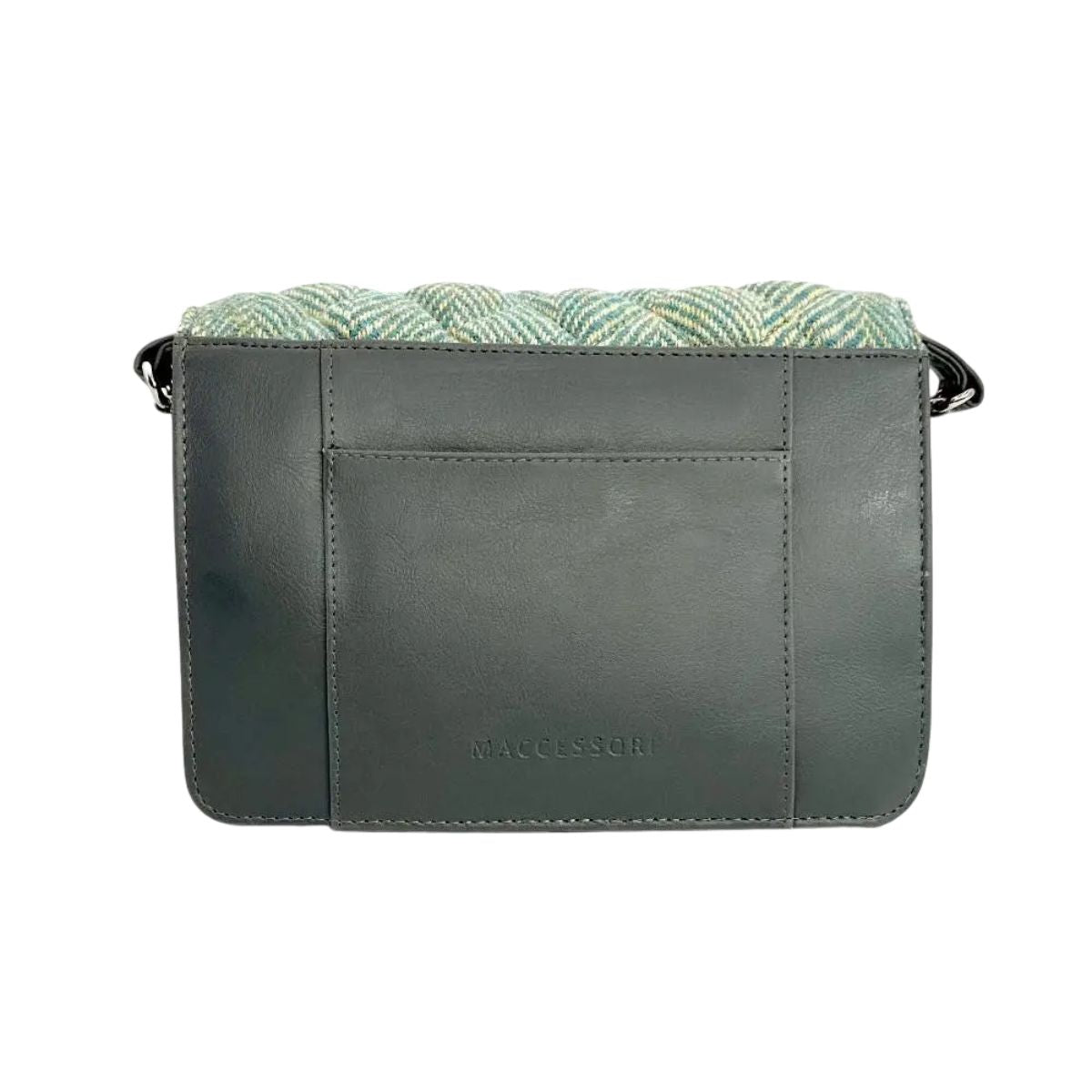 Harris Tweed Quilted Shoulder Bag - Turquoise Herringbone