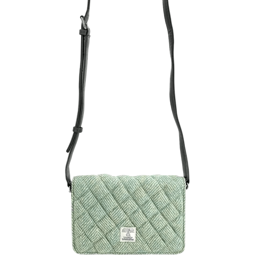Harris Tweed Quilted Shoulder Bag - Turquoise Herringbone - The Celtic Gift Store - Handbags