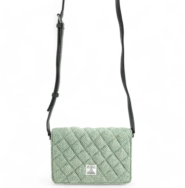Harris Tweed Quilted Shoulder Bag - Turquoise Herringbone - The Celtic Gift Store - Handbags
