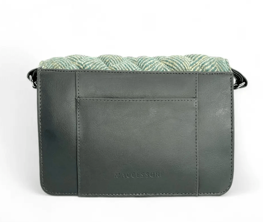 Harris Tweed Quilted Shoulder Bag - Turquoise Herringbone - The Celtic Gift Store - Handbags