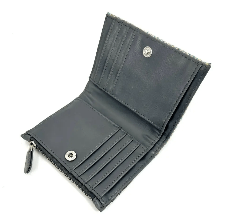 Harris Tweed Quilted Slim Wallet - Turquoise Herringbone - The Celtic Gift Store - Apparel & Accessories
