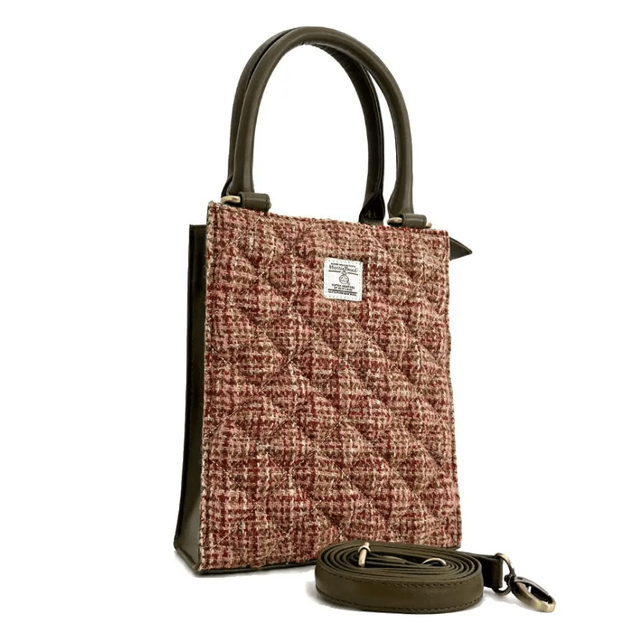 Harris Tweed Quilted Tote Bag - Maple Check - The Celtic Gift Store - Handbags
