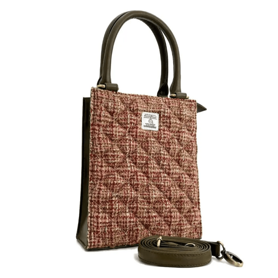 Harris Tweed Quilted Tote Bag - Maple Check - The Celtic Gift Store - Handbags
