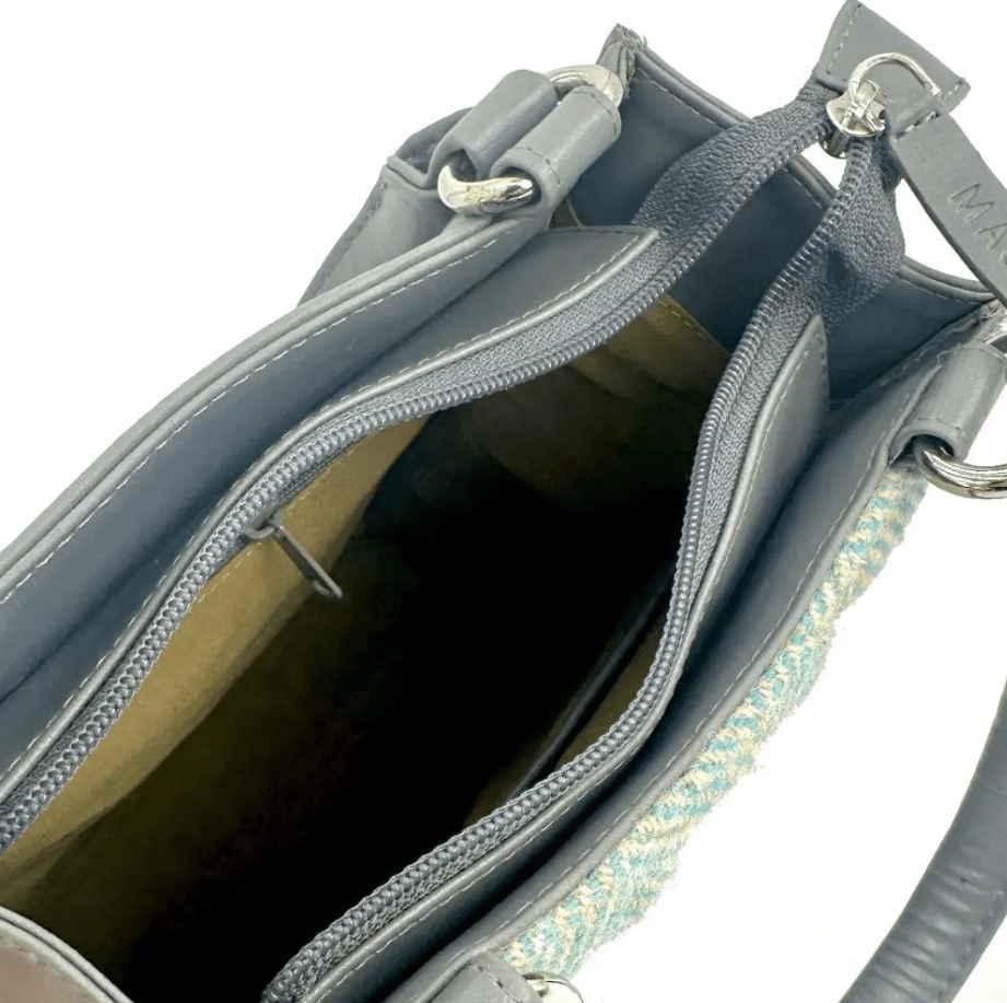 Harris Tweed Quilted Tote Bag - Turquoise Herringbone - The Celtic Gift Store - Handbags