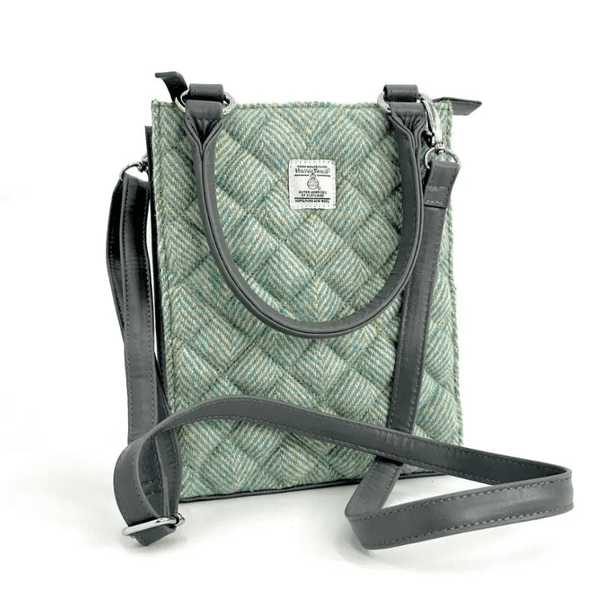 Harris Tweed Quilted Tote Bag - Turquoise Herringbone - The Celtic Gift Store - Handbags