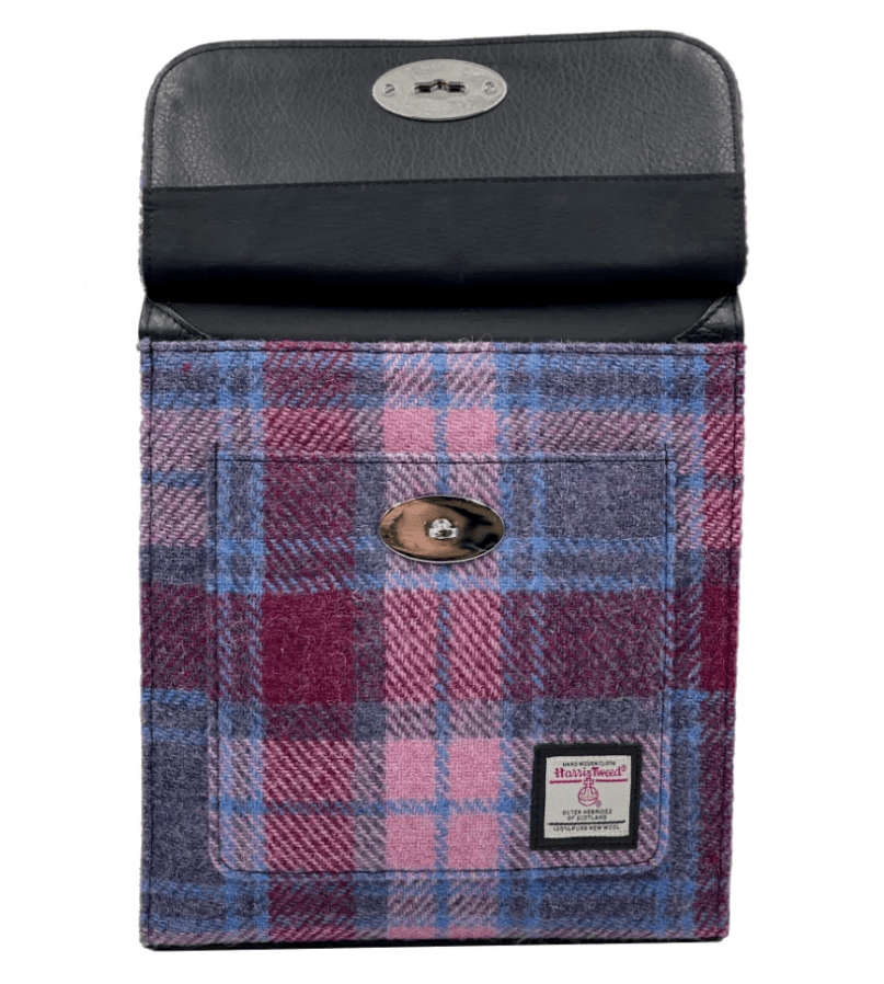 Harris Tweed Satchel Bag - Pink and Blue Tartan - The Celtic Gift Store - Handbags