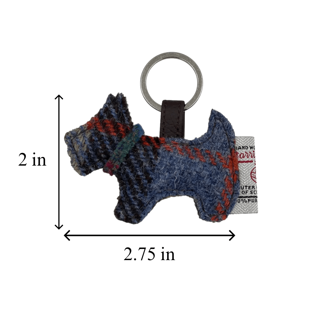 Harris Tweed Scottie Dog Keyring - Pink and Blue Tartan - The Celtic Gift Store - Gift