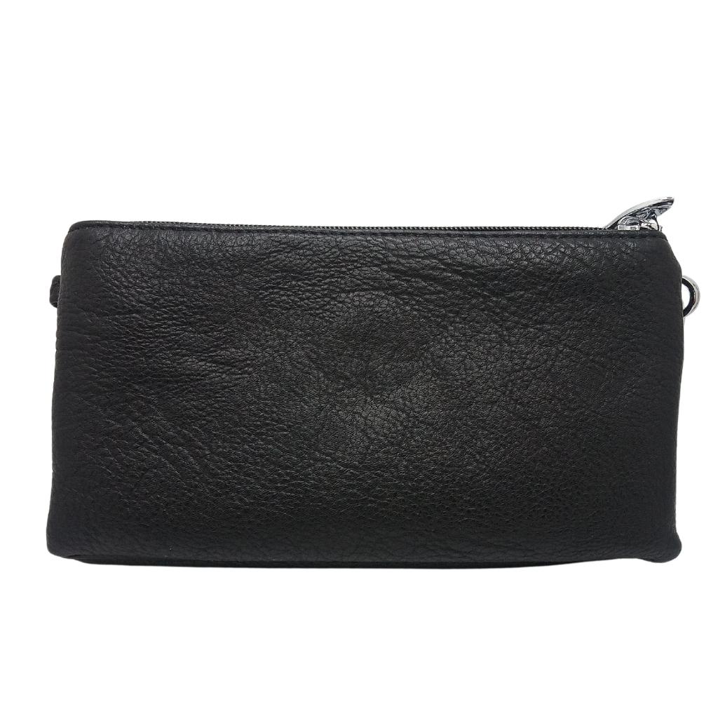 Heart Trinity Tri Zip Pocket Bag- Black
