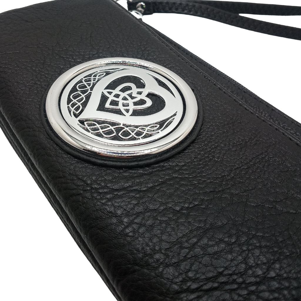 Heart Trinity Tri Zip Pocket Bag- Black