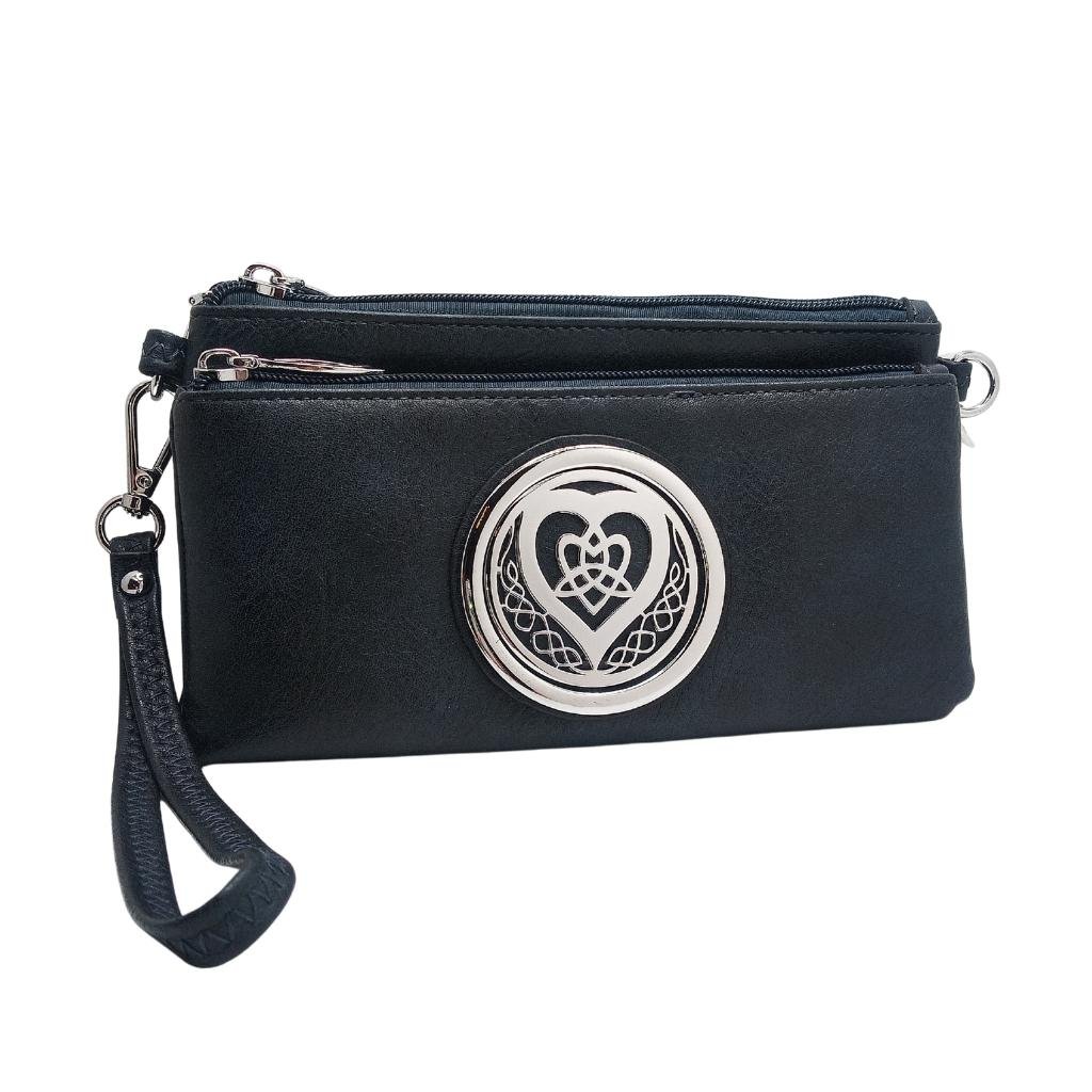 Heart Trinity Tri Zip Pocket Bag- Navy Blue