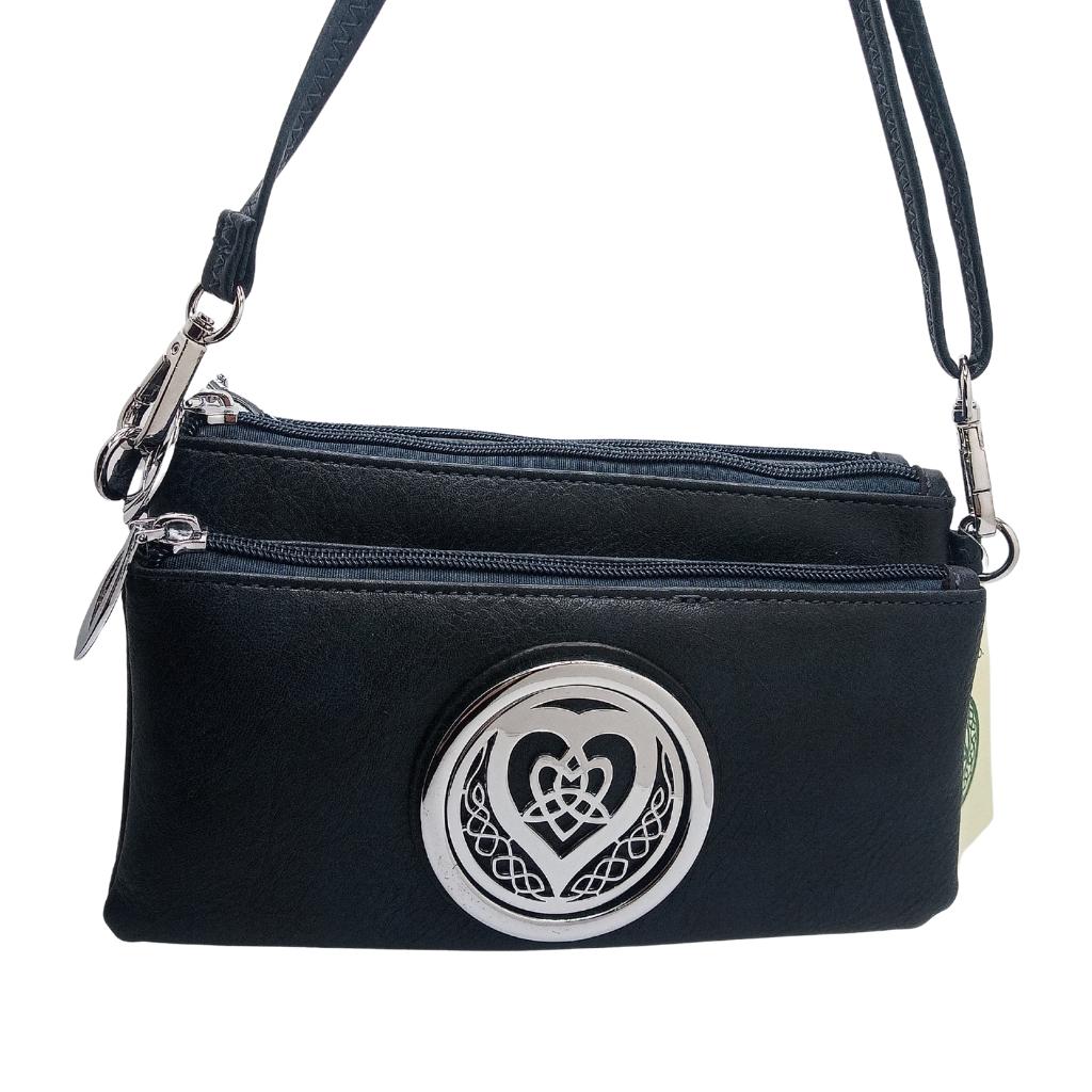 Heart Trinity Tri Zip Pocket Bag- Navy Blue