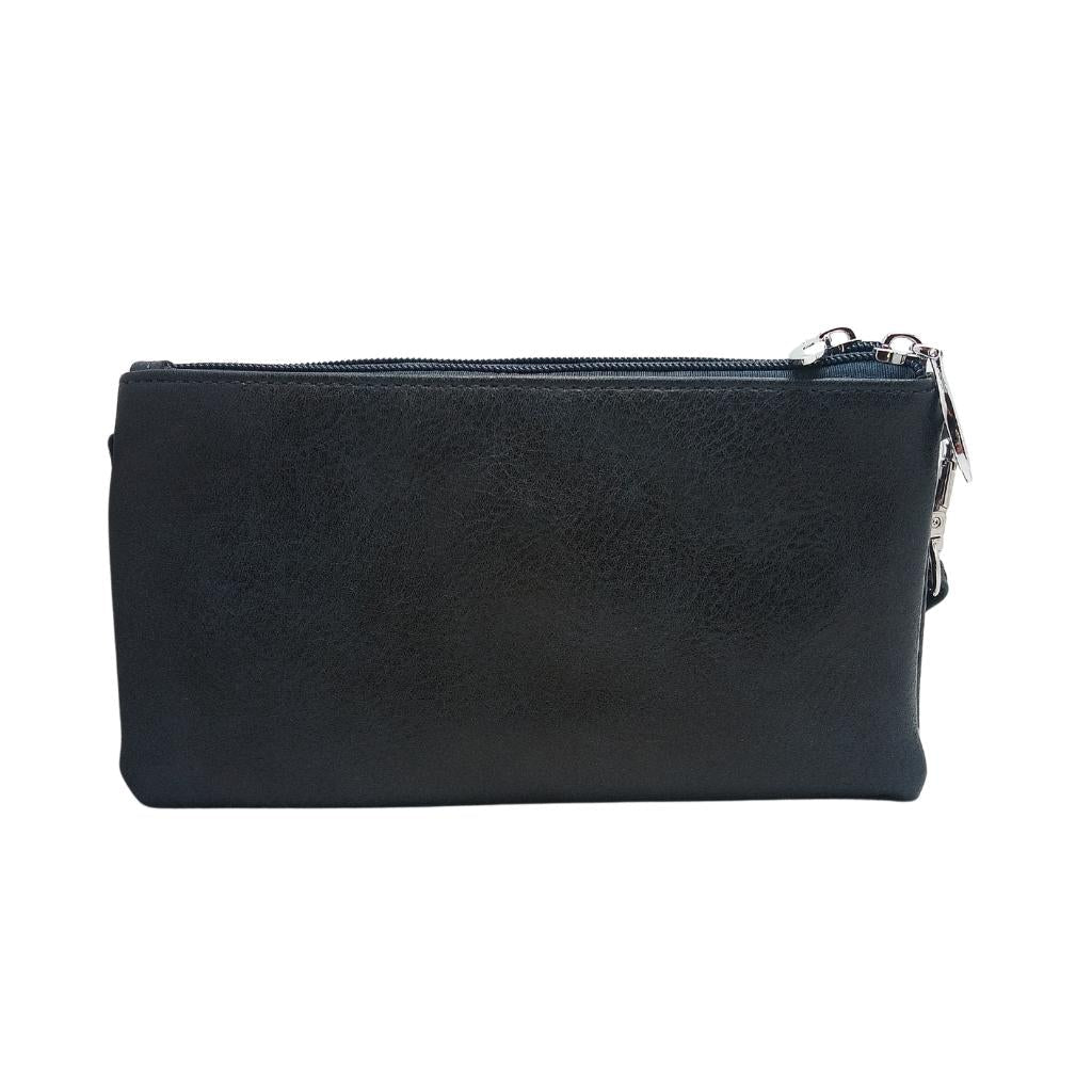 Heart Trinity Tri Zip Pocket Bag- Navy Blue