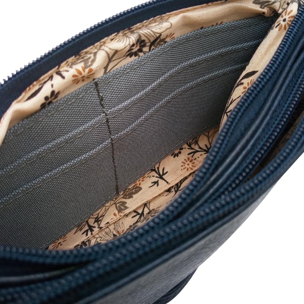 Heart Trinity Tri Zip Pocket Bag- Navy Blue