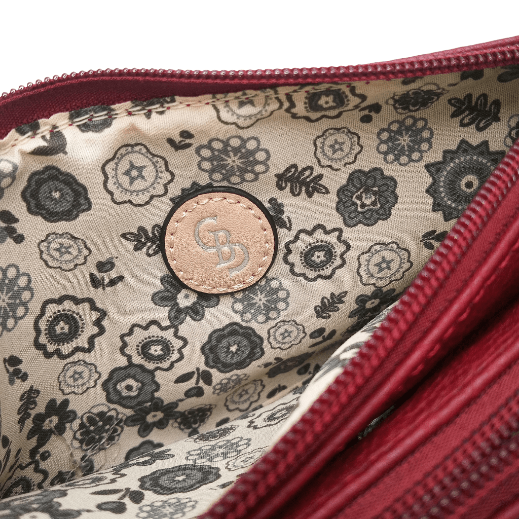 Heart Trinity Tri Zip Pocket Bag- Red