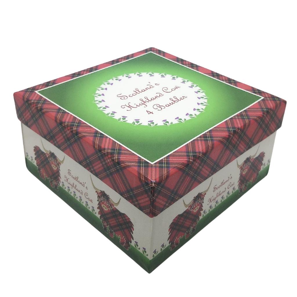 Highland Cow Baubles Gift Box - Set of 4