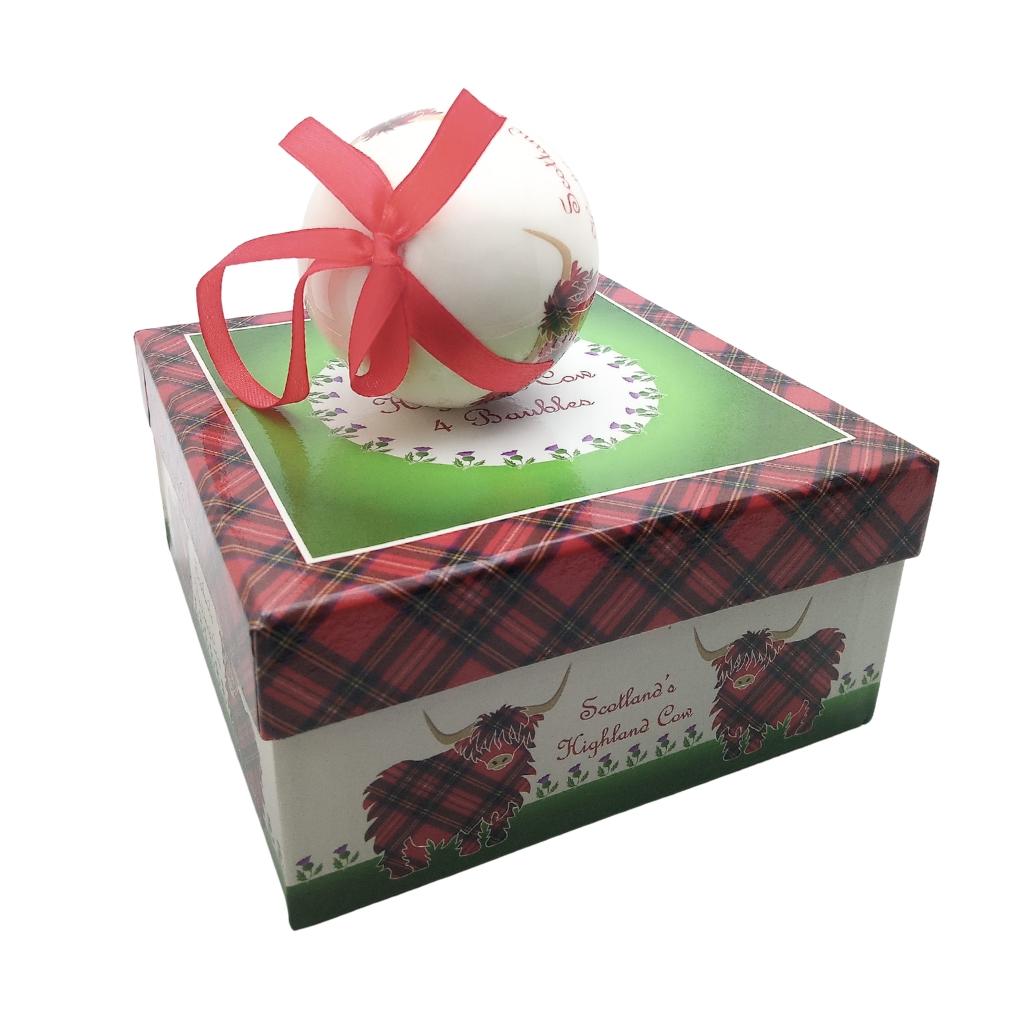 Highland Cow Baubles Gift Box - Set of 4
