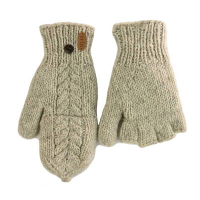 Aran Cable Hunter Gloves-Oatmeal