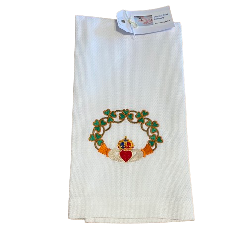 Claddagh Embroidered Tea Towel