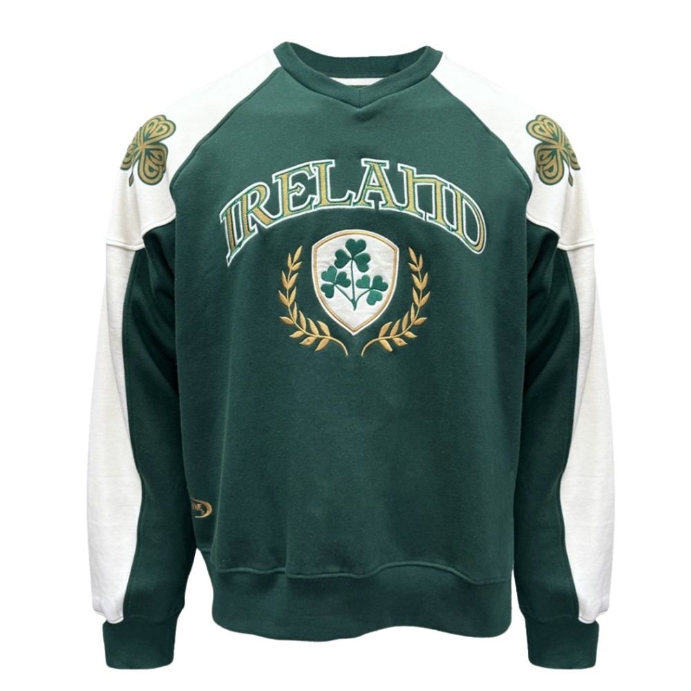 Ireland Crest V - Neck Sweatshirt - Green/Cream