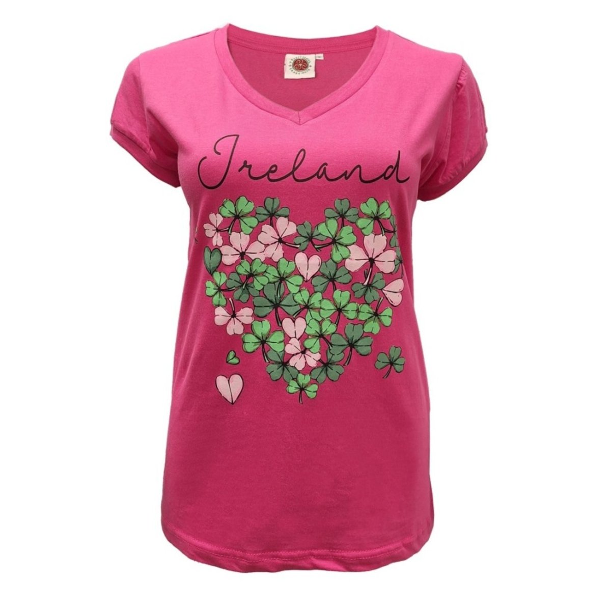 Ireland Shamrock Heart Pink Ladies T-Shirt