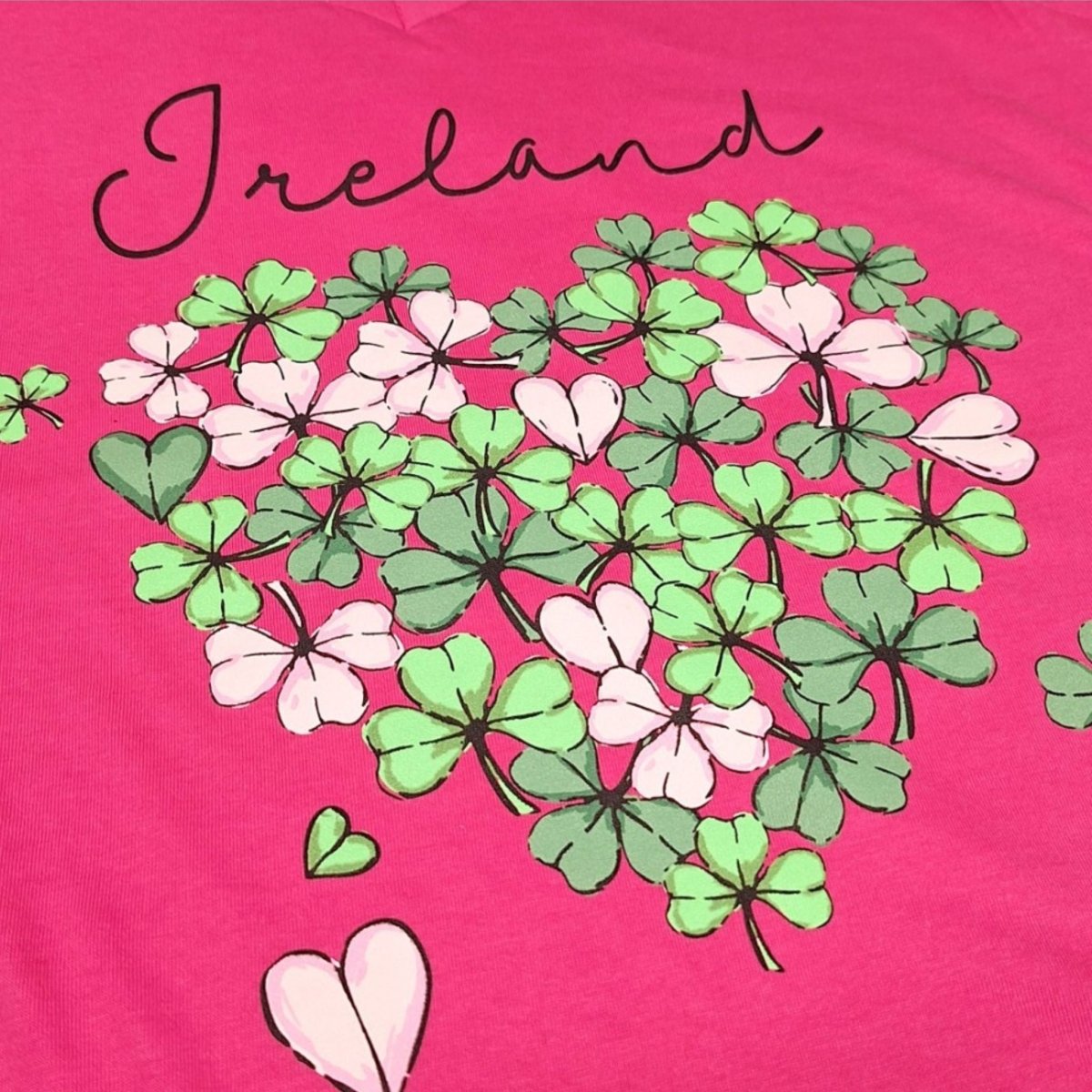 Ireland Shamrock Heart Pink Ladies T-Shirt
