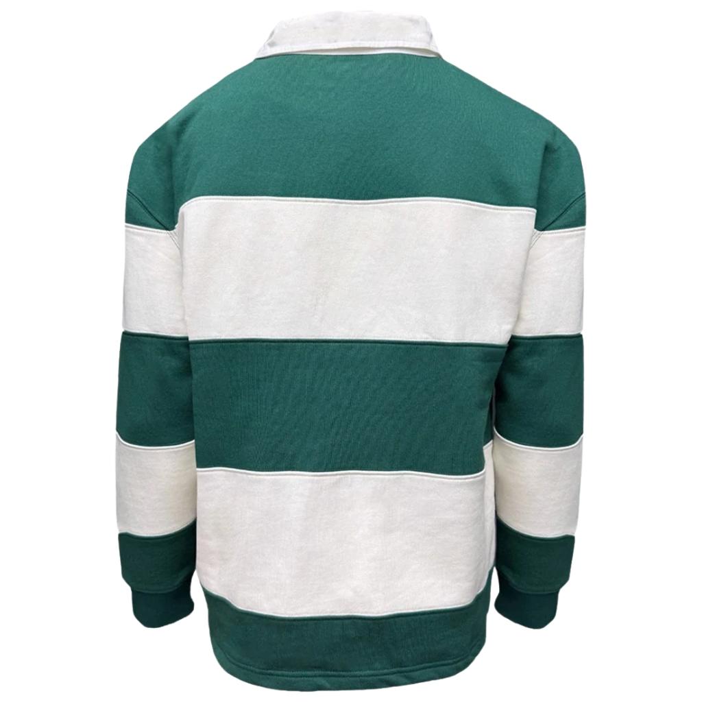 Ireland Stripe Long Sleeve Rugby Shirt in Evergreen & Cream by Tradcraft - Shirts & Tops