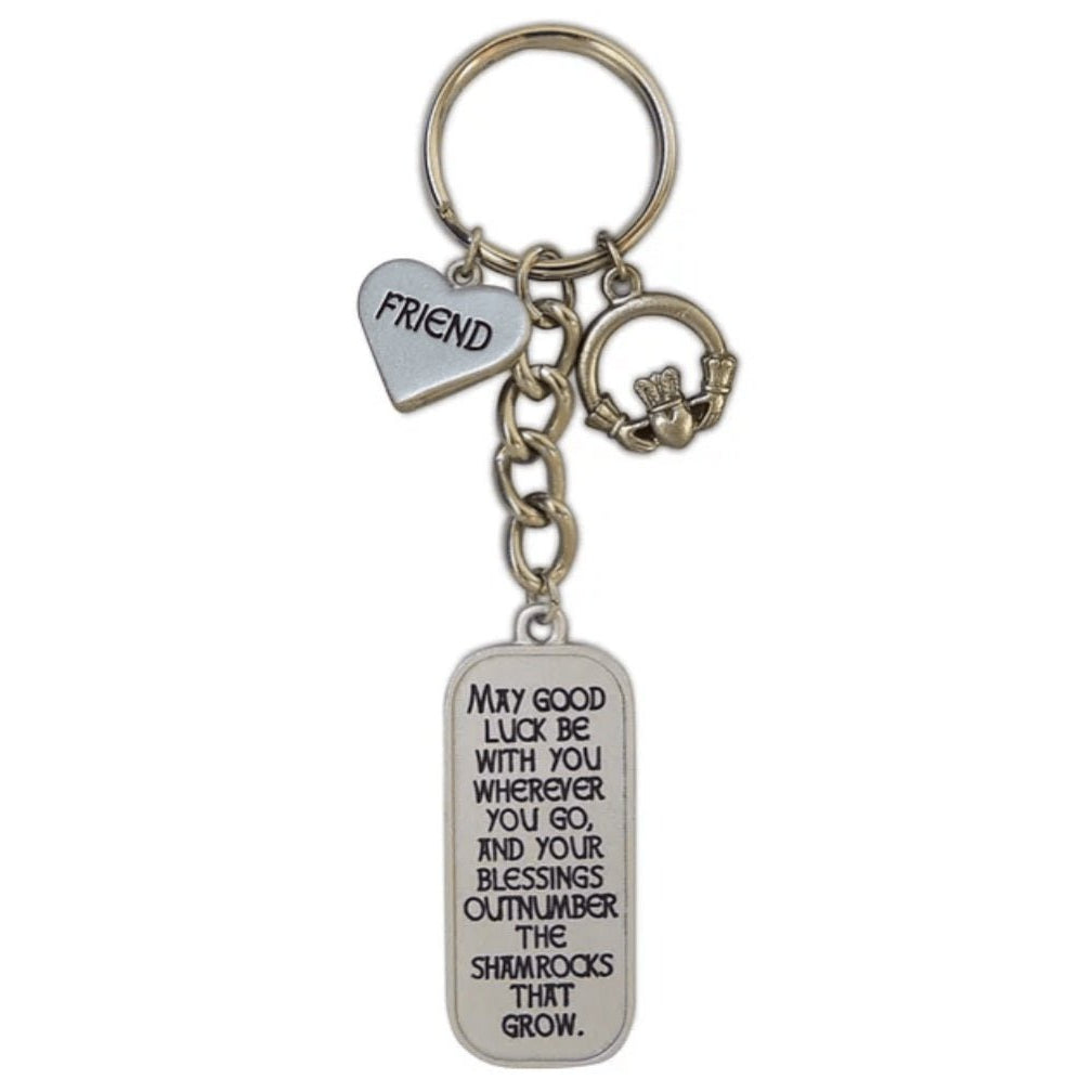 Irish Blessing Friend Keyring with Claddagh Charm