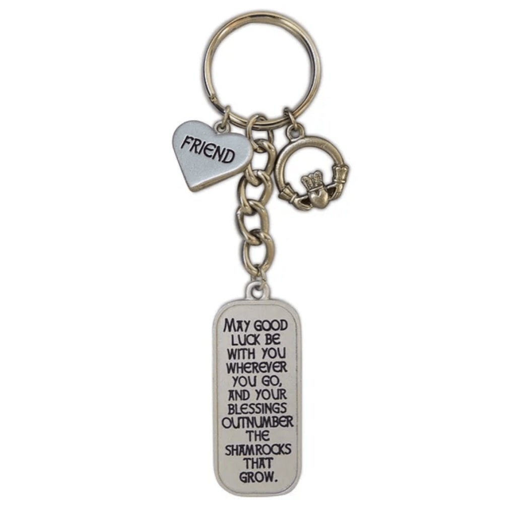 Irish Blessing Friend Keyring with Claddagh Charm