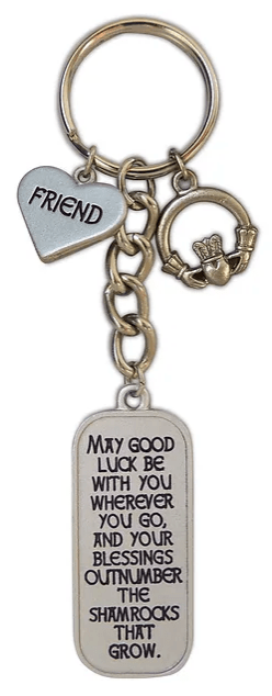 Irish Blessing Friend Keyring with Claddagh Charm - The Celtic Gift Store - Keychains