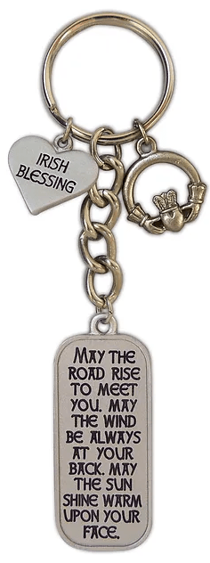 Irish Blessing Keyring with Claddagh Charm - The Celtic Gift Store - 