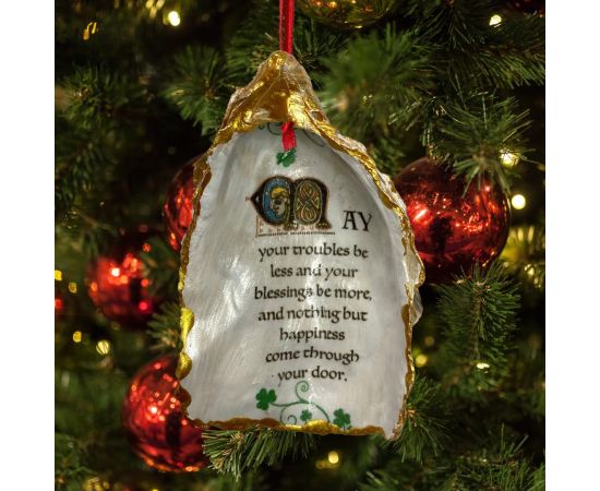 Irish Blessing - May Your Troubles Be Less - Oyster Ornament - The Celtic Gift Store - 