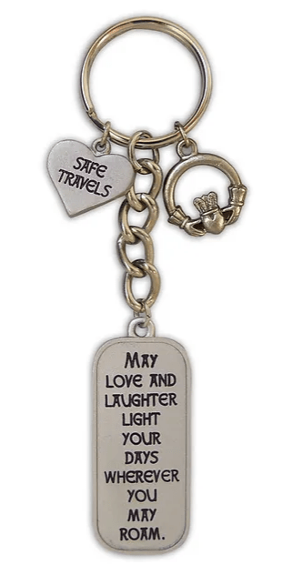 Irish Blessing Safe Travels Keyring with Claddagh Charm - The Celtic Gift Store - Keychains