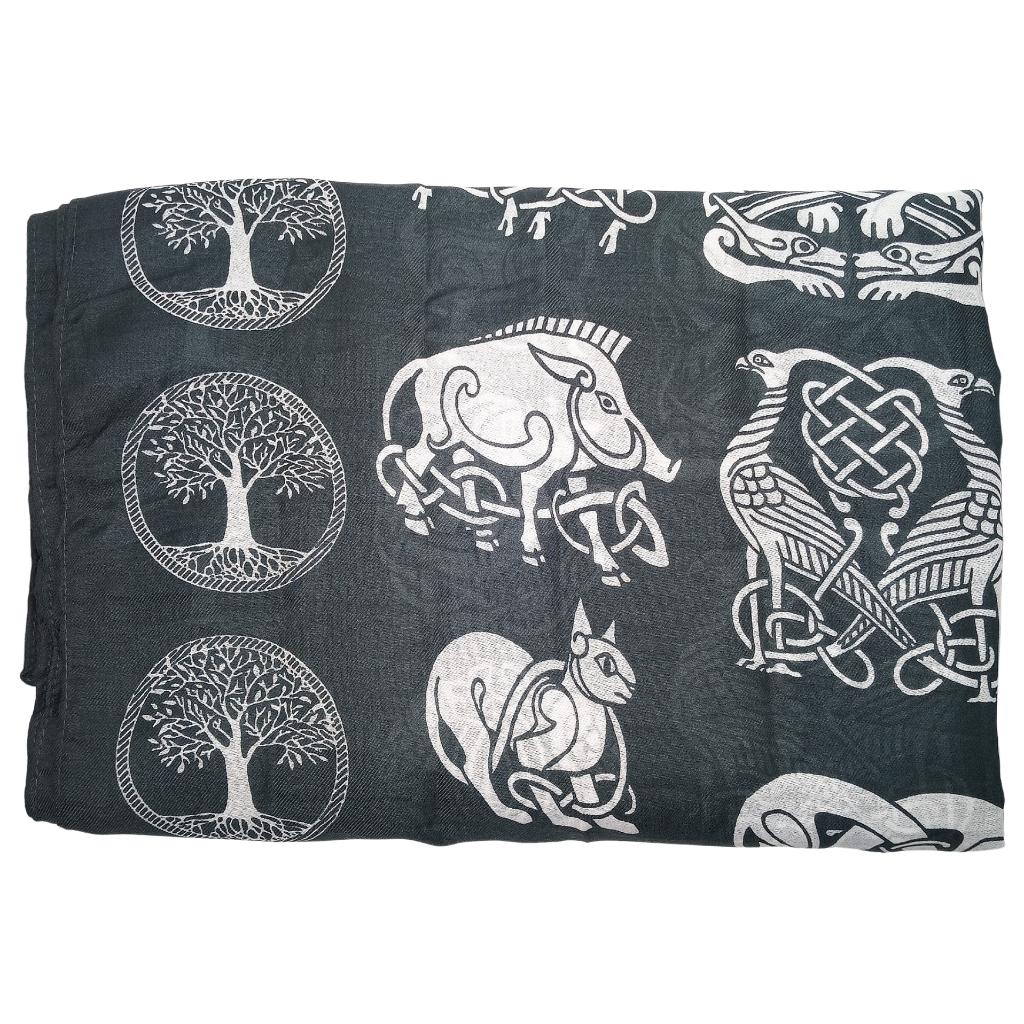 Irish Celtic Symbols Scarf - Grey/White