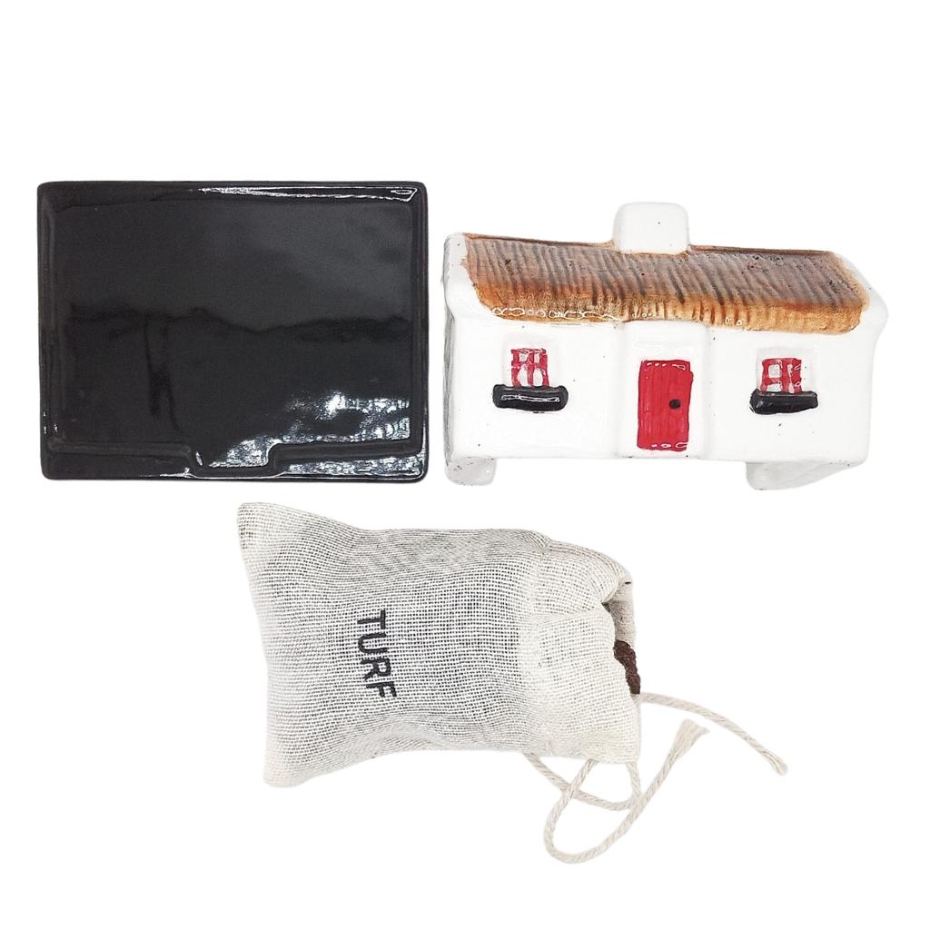 Irish Cottage Burning Turf and Burner by Island Turf Crafts - Candles, Wax Melts, Incense