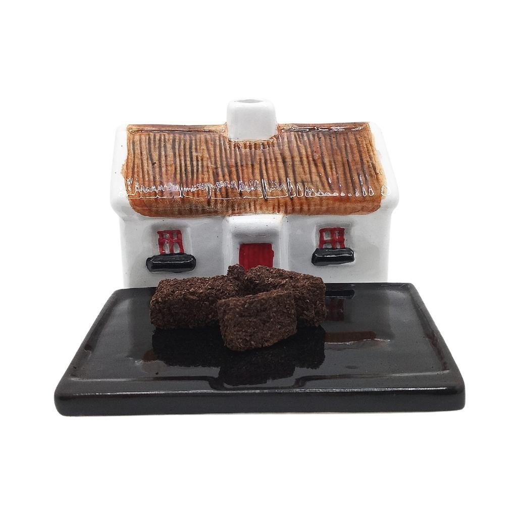 Irish Cottage Burning Turf and Burner by Island Turf Crafts - Candles, Wax Melts, Incense