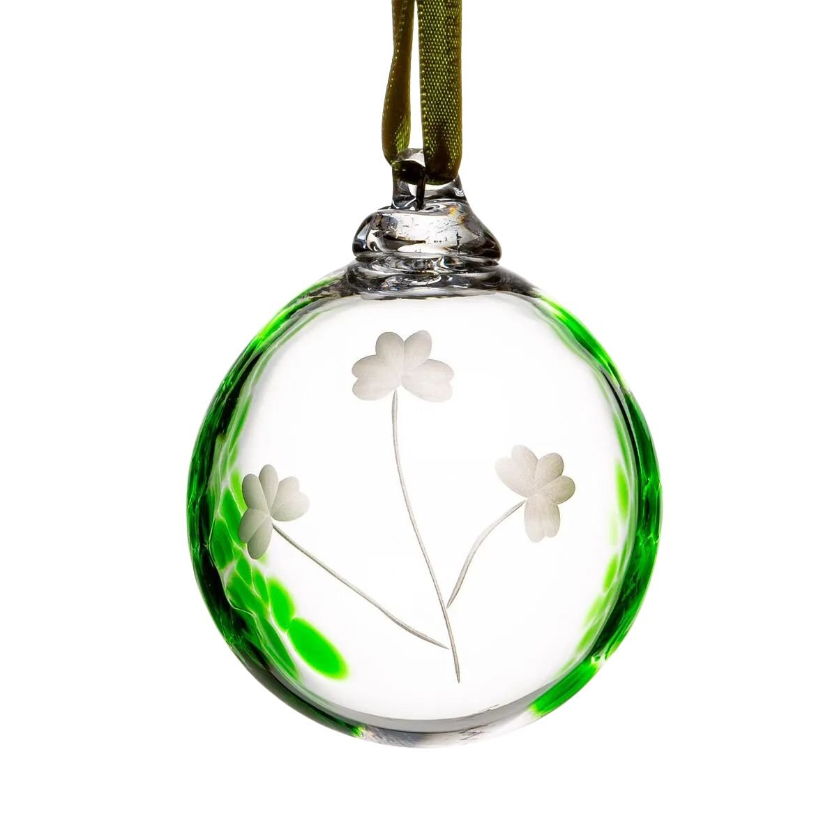 Irish Handmade Glass Company Irish Shamrock Bauble Ornament