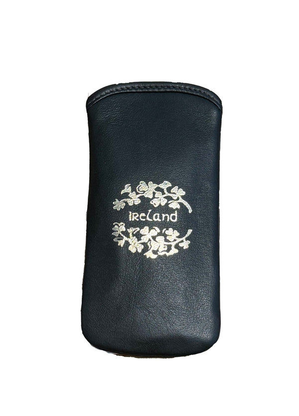 Irish Leather Gold Ireland with Shamrock Glasses Case - Slip - The Celtic Gift Store - Apparel & Accessories