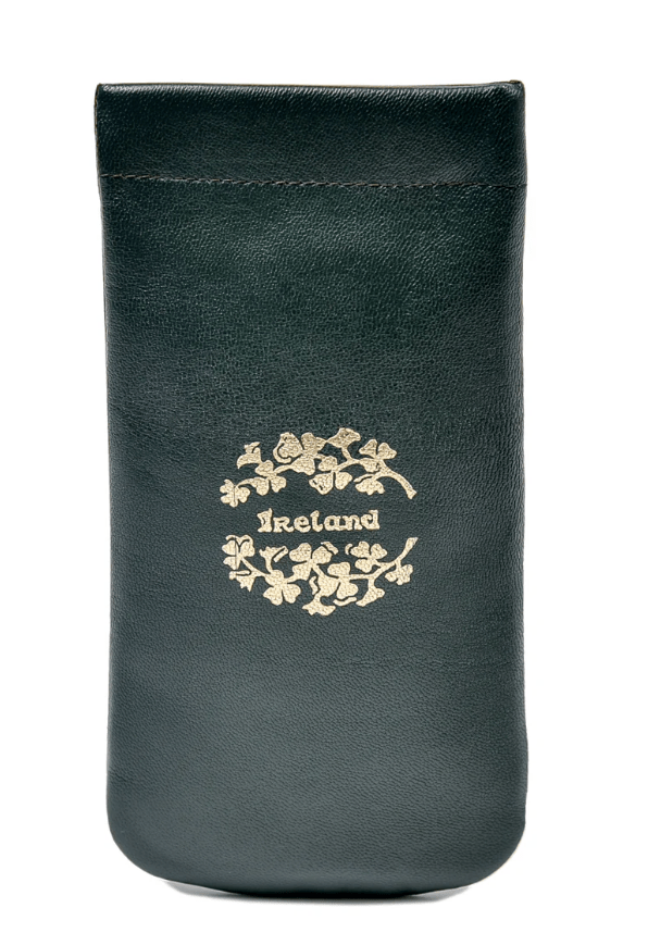 Irish Leather Gold Ireland with Shamrock Glasses Case - Snap - The Celtic Gift Store - Apparel & Accessories