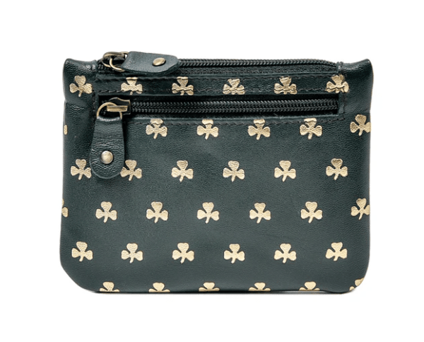 Irish Leather Gold Shamrock Change Purse - The Celtic Gift Store - Wallets