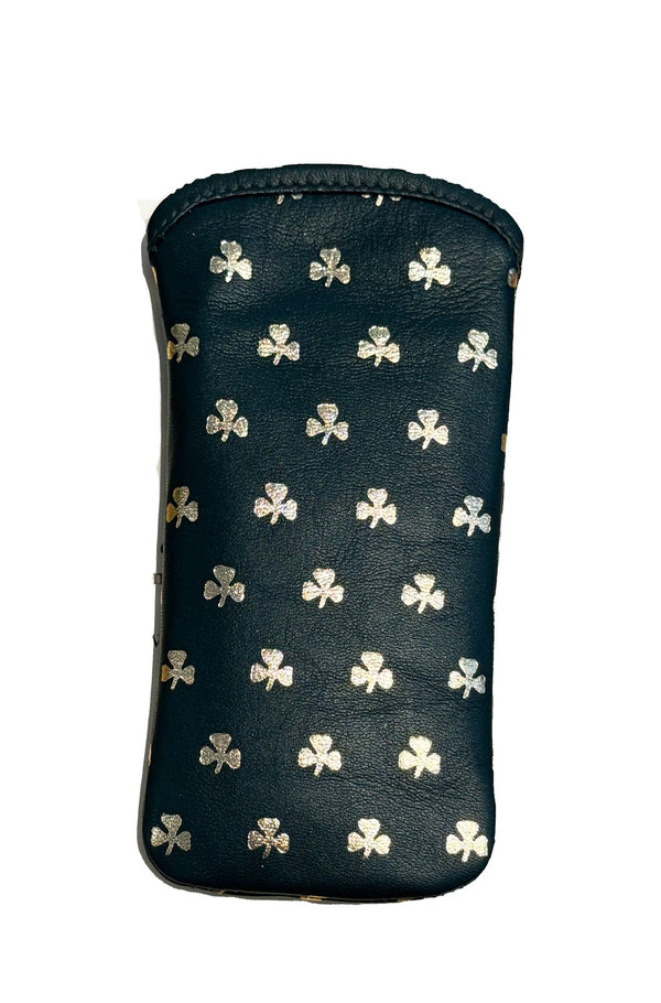 Irish Leather Gold Shamrock Glasses Case - Slip - The Celtic Gift Store - Apparel & Accessories