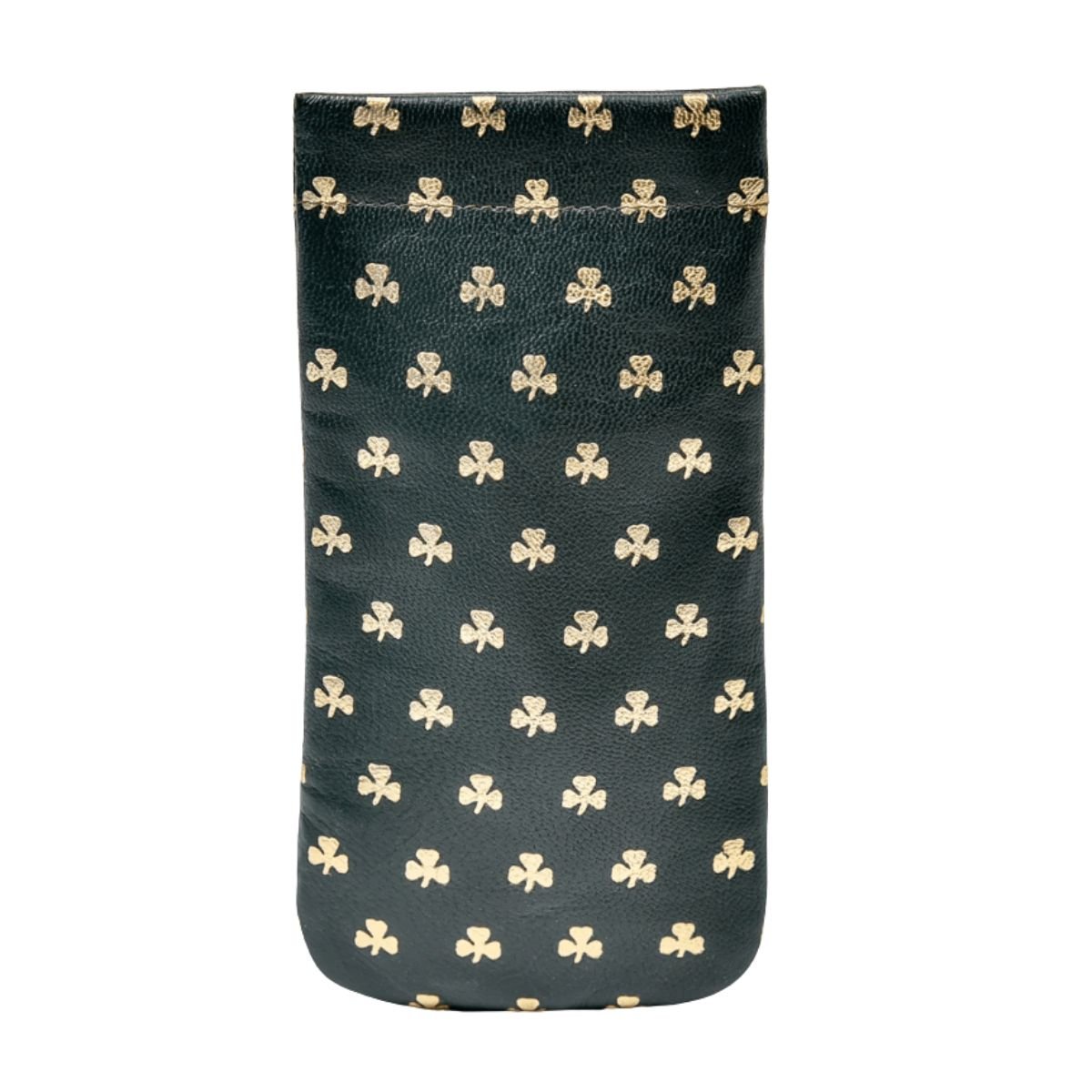 Irish Leather Gold Shamrock Glasses Case - Snap