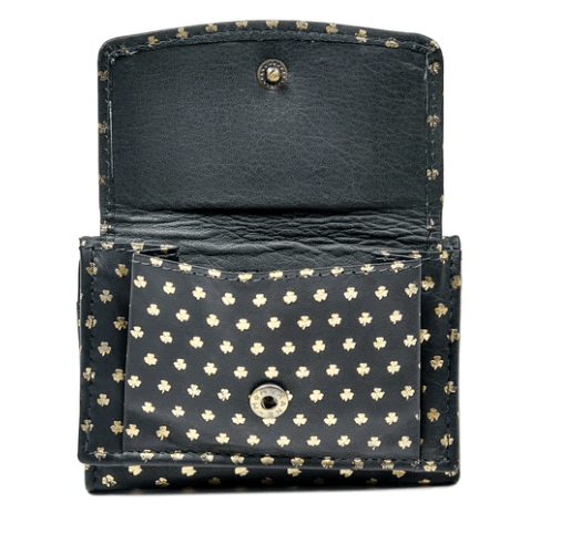 Irish Leather Gold Shamrock Tri - Fold Wallet - The Celtic Gift Store - Wallets