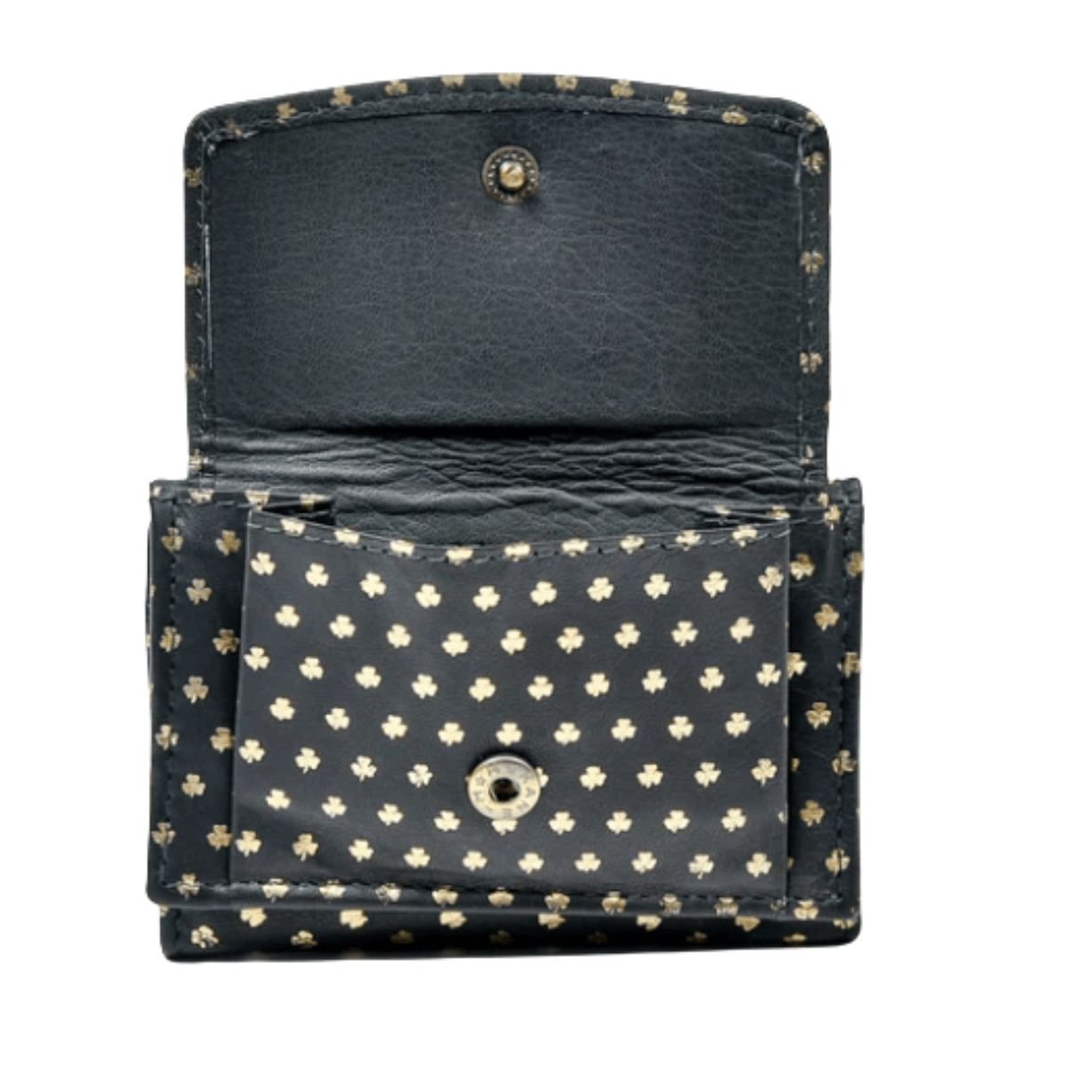 Irish Leather Gold Shamrock Tri - Fold Wallet