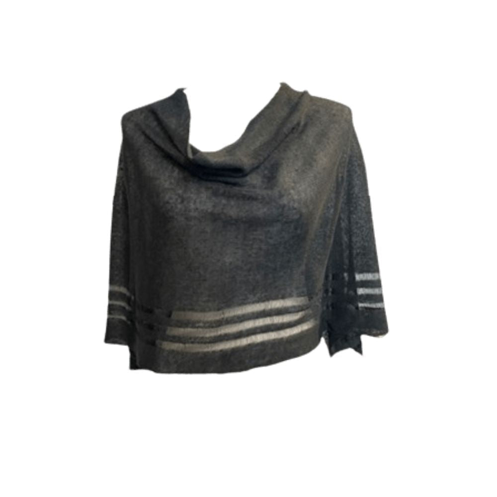 Irish Linen Poncho - Dark Grey