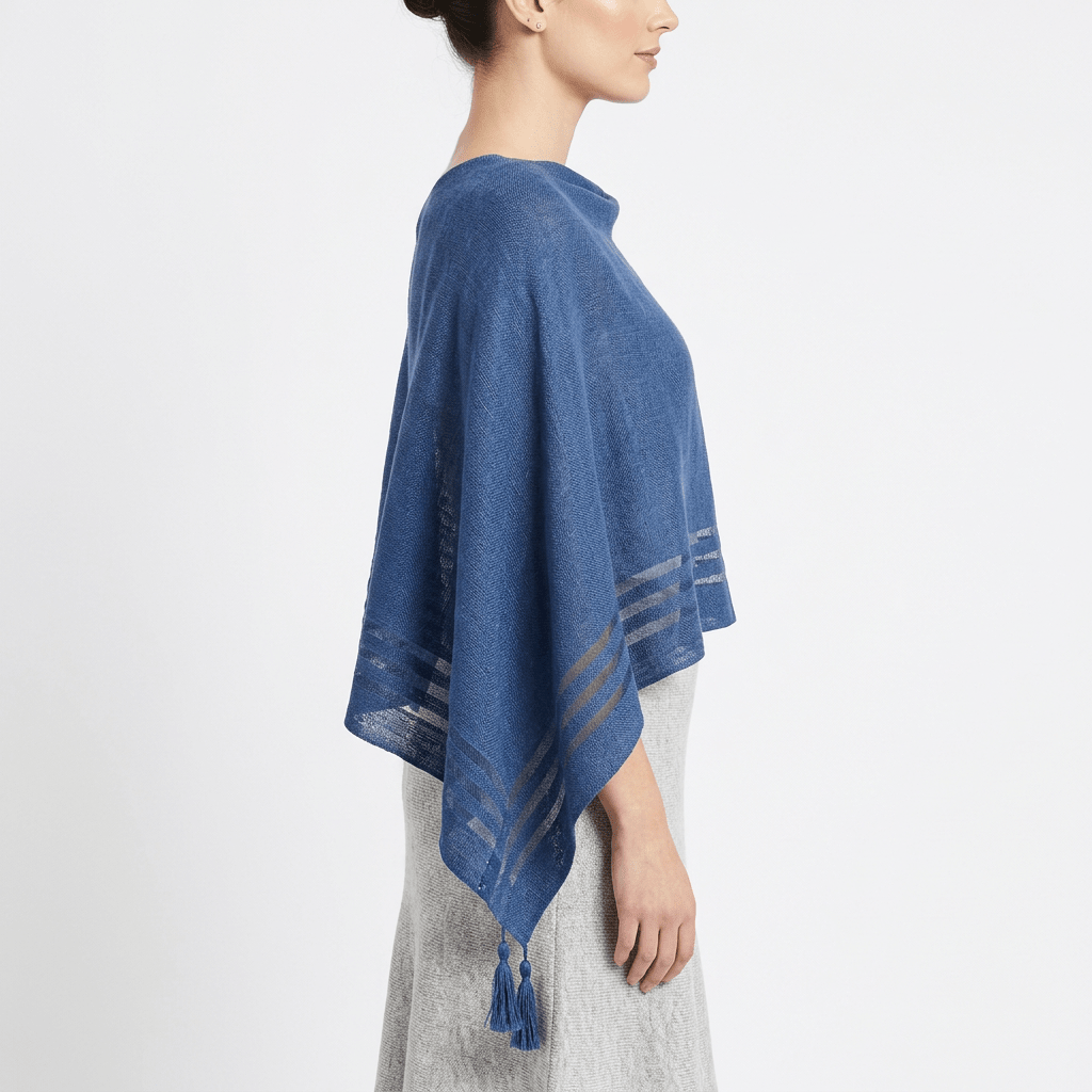 Irish Linen Poncho - Denim by V&S Handmade - Apparel & Accessories