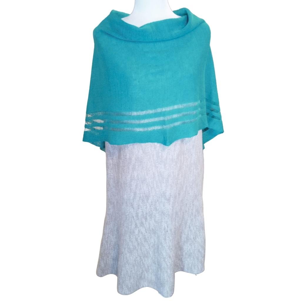 Irish Linen Poncho - Electric by V&S Handmade - Apparel & Accessories