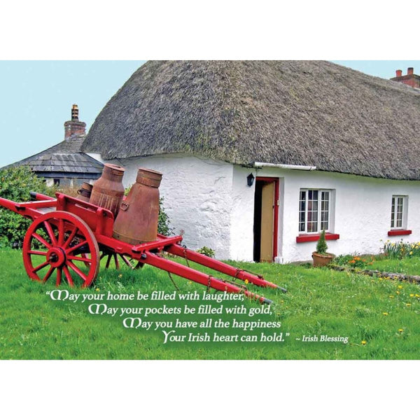 Irish Milk Cart Birthday Card - Irish Blessing